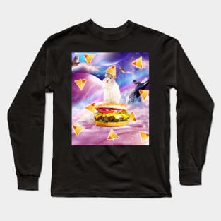 Space Hamster Riding Burger With Nachos Long Sleeve T-Shirt